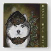 Alaskan Malamute Quadratische Wanduhr (Vorderseite)