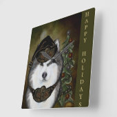 Alaskan Malamute Quadratische Wanduhr (Winkel)