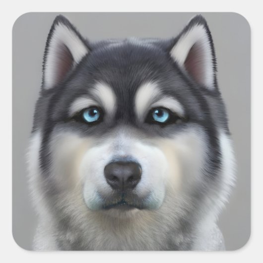 Alaskan Malamute Quadratischer Aufkleber (Vorderseite)