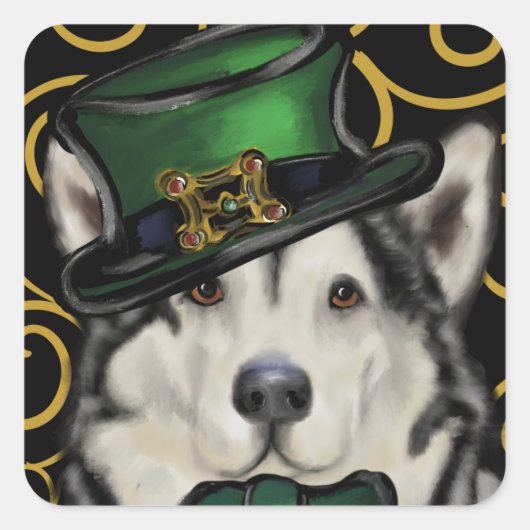 Alaskan Malamute Quadratischer Aufkleber (Vorderseite)