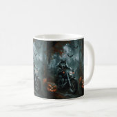 Alaskan Malamute Riding Motorrad Halloween Beängst Kaffeetasse (VorderseiteRechts)