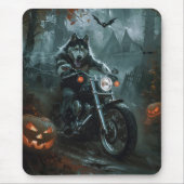 Alaskan Malamute Riding Motorrad Halloween Beängst Mousepad (Vorne)