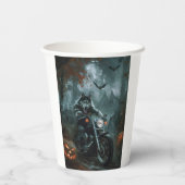 Alaskan Malamute Riding Motorrad Halloween Beängst Pappbecher (Rückseite)