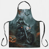 Alaskan Malamute Riding Motorrad Halloween Beängst Schürze (Vorderseite)