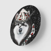 Alaskan Malamute Runde Wanduhr (Winkel)