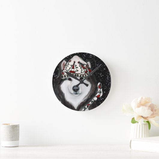 Alaskan Malamute Runde Wanduhr (Zuhause)