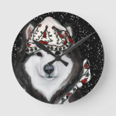 Alaskan Malamute Runde Wanduhr (Vorderseite)