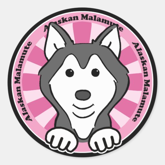 Alaskan Malamute Runder Aufkleber (Vorderseite)