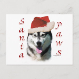 Alaskan Malamute Santa Paws Feiertagspostkarte