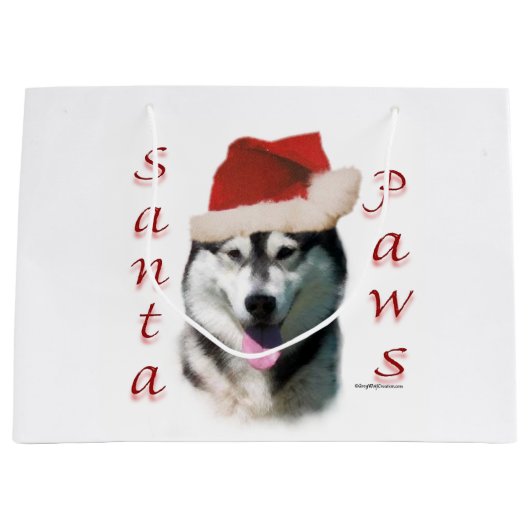 Alaskan Malamute Santa Paws Große Geschenktüte (Vorderseite)