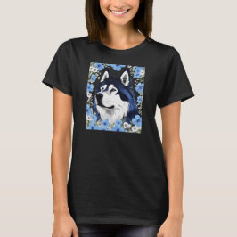 Alaskan Malamute Schlittenhund umgeben von Blau T-Shirt