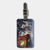 Alaskan Malamute Snowy Sleigh Riff Weihnachten Gepäckanhänger (Vorderseite vertikal)