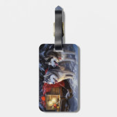 Alaskan Malamute Snowy Sleigh Riff Weihnachten Gepäckanhänger (Rückseite vertikal)