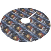Alaskan Malamute Snowy Sleigh Riff Weihnachten Polyester Weihnachtsbaumdecke (Schrägansicht)