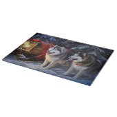 Alaskan Malamute Snowy Sleigh Riff Weihnachten Schneidebrett (Ecke)