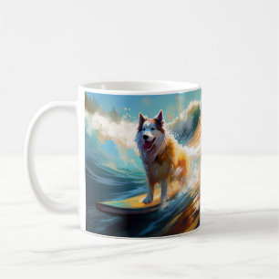 Alaskan Malamute Strand Surfen Malerei Kaffeetasse