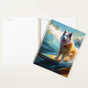Alaskan Malamute Strand Surfen Malerei Planer