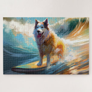 Alaskan Malamute Strand Surfen Malerei Puzzle