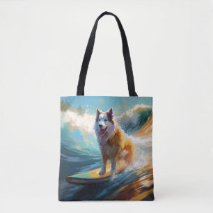 Alaskan Malamute Strand Surfen Malerei Tasche