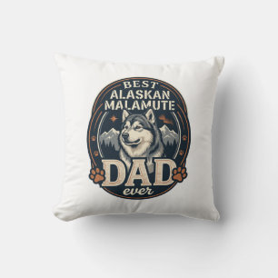 Alaskan Malamute Vater Hund Portrait Berge Abzeich Kissen