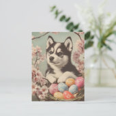 Alaskan malamute Vintag Ostern Postkarte (Stehend Vorderseite)