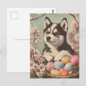 Alaskan malamute Vintag Ostern Postkarte (Vorne/Hinten)