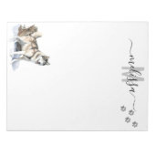 Alaskan Malamute Watercolor Monogram Personalisier Notizblock (Vorderseite)