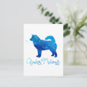 Alaskan Malamute Watercolor Postkarte (Stehend Vorderseite)