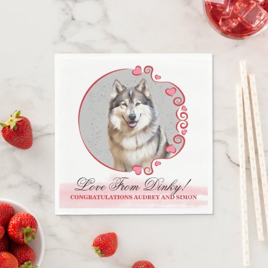 Alaskan Malamute Wedding Napkins mit Hunden Foto Serviette (Beispiel)