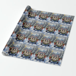 Alaskan Malamute Weihnachten Rotes Lastwagen Ferie Geschenkpapier