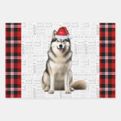 Alaskan Malamute Weihnachts-Dog Red Holiday Karier Geschenkpapier Set (Vorderseite)
