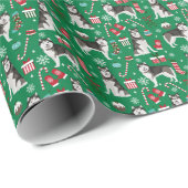 Alaskan Malamute Weihnachts-Hundewrap Geschenkpapier (Rolleneckpunkt)