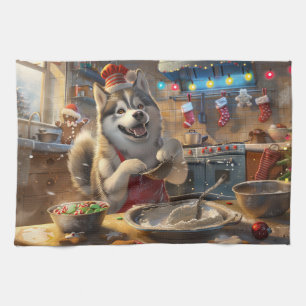 Alaskan Malamute Weihnachtsbäckerei: Festliches We Geschirrtuch