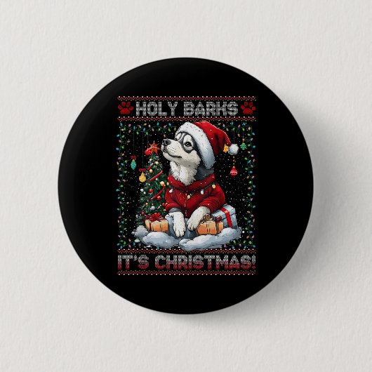 Alaskan Malamute Weihnachtsbaumdekorationen Dog Lo Button (Vorderseite)