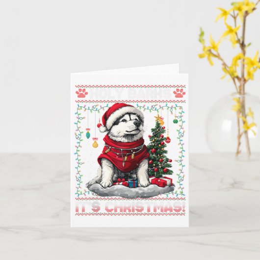 Alaskan Malamute Weihnachtsbaumdekorationen Dog Lo Karte (Gelbe Blume)