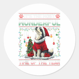 Alaskan Malamute Weihnachtsbaumdekorationen Dog Lo Runder Aufkleber