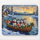Alaskan Malamute Weihnachtsboot Urlaub Mousepad (Vorne)