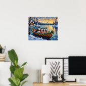 Alaskan Malamute Weihnachtsboot Urlaub Poster (Heimbüro)