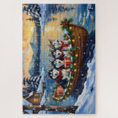 Alaskan Malamute Weihnachtsboot Urlaub Puzzle (Vertikal)