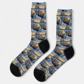 Alaskan Malamute Weihnachtsboot Urlaub Socken (Linkes Detail)