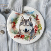 Alaskan Malamute Weihnachtsfeiertag Button (Beispiel)