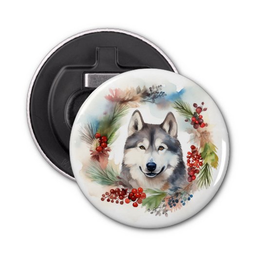 Alaskan Malamute Weihnachtsfeiertag Flaschenöffner (Vorderseite)