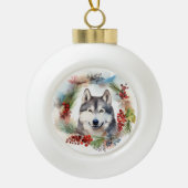Alaskan Malamute Weihnachtsfeiertag Keramik Kugel-Ornament (Vorderseite)