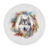 Alaskan Malamute Weihnachtsfeiertag Schneidebrett (Vorderseite)
