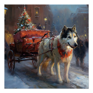 Alaskan Malamute Weihnachtsfest Saison Poster