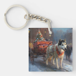 Alaskan Malamute Weihnachtsfest Saison Schlüsselanhänger
