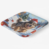 Alaskan Malamute Weihnachtsfest Schneeszene Pappteller (Gewinkelt)