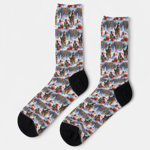 Alaskan Malamute Weihnachtsfest Schneeszene Socken