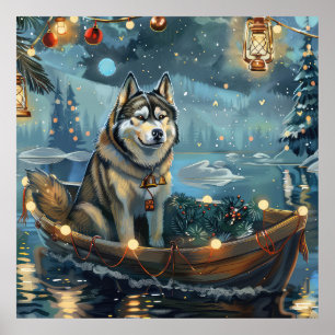 Alaskan Malamute Weihnachtsfestreise Poster