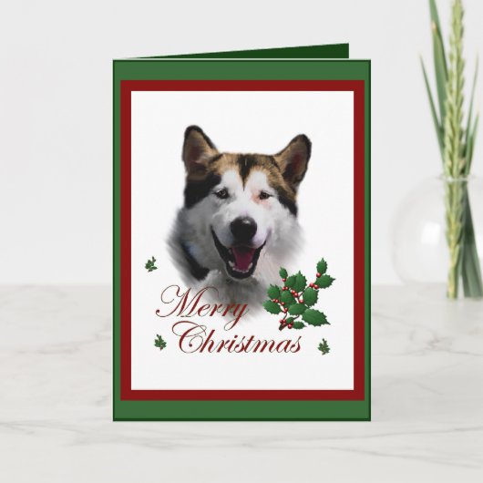 Alaskan Malamute Weihnachtsgeschenke Feiertagskarte (Vorderseite)
